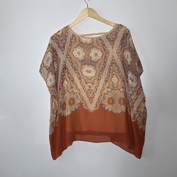 Anthropologie Maeve For Anthropologie Nalina Silk Poncho Size Small Great Condit - Picture 4 of 11